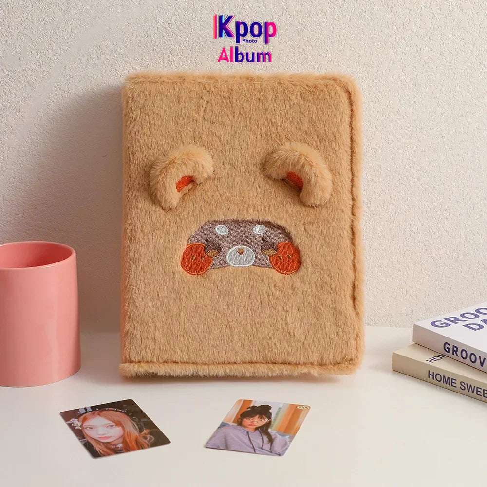 A5 Binder Photocard Holder Cute Plush Photo Album Kpop Idol Photocards Collect Book Student School Notebook Stationery