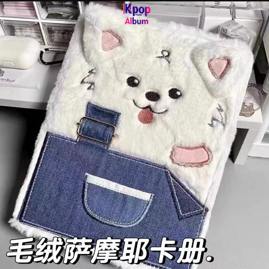 A5 cute samoyed denim overalls card album photo album storage loose-leaf four palace grid photo album