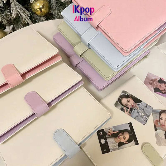 Macaroon A5 Kpop Photocard Binder Collect Book PU Photo Album Idol Picture Cards Storage Korea Kawaii School Stationery