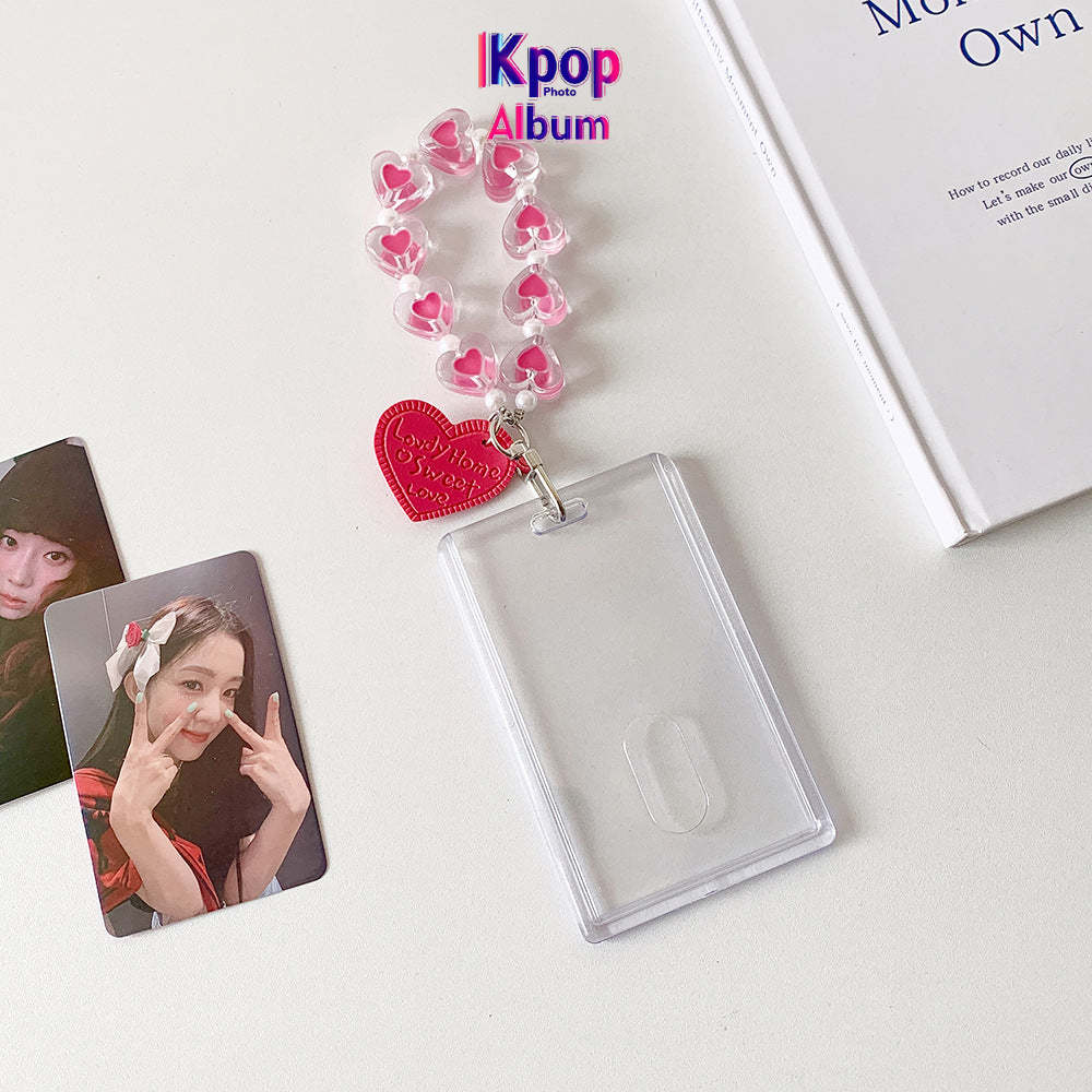 Summer transparent acrylic hard card cover, love keychain pendant card bag, girl Polaroid 3-inch star chasing card cover