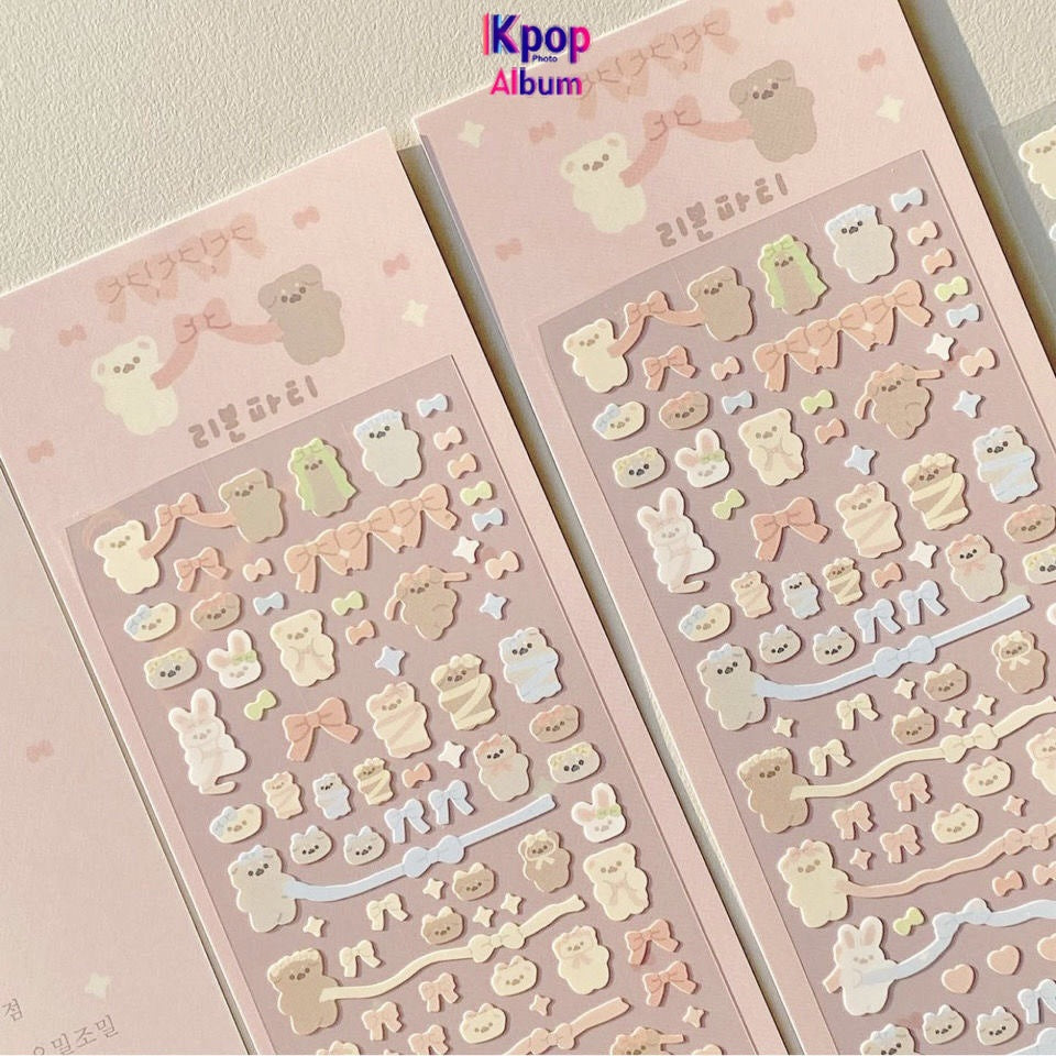 Korean ins same laser bear sticker cute hot silver rabbit sticker DIY decorative material goo card sticker