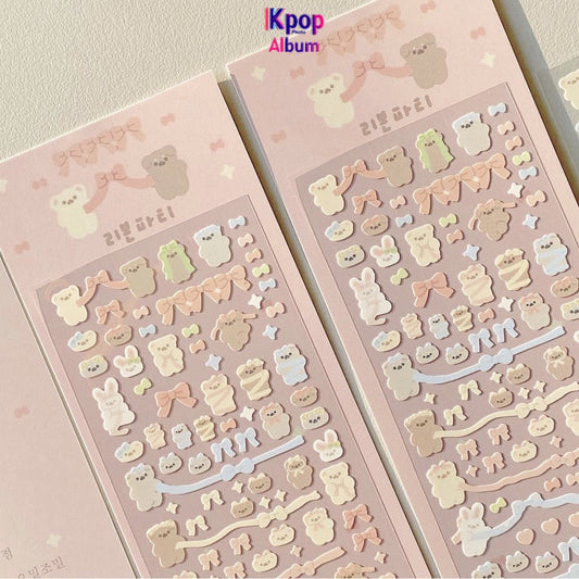 Korean ins same laser bear sticker cute hot silver rabbit sticker DIY decorative material goo card sticker