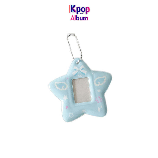 ins Korean version of angel wings star card cover, student one-inch ID photo display pendant, star chasing keychain card cover
