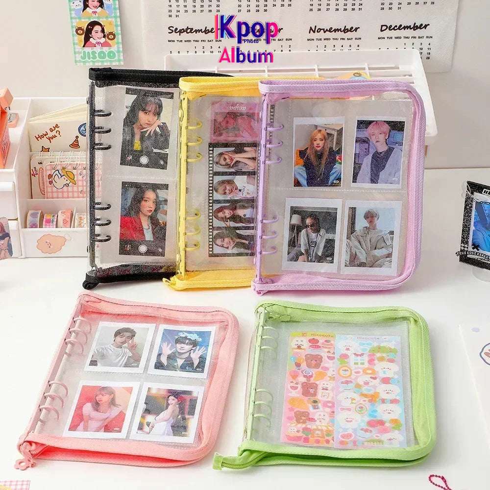 A5 Zipper Binder Photocard Holder Kpop Idol Photo Album DIY Journal Dairy Picture Collect Book School Stationery Supplies