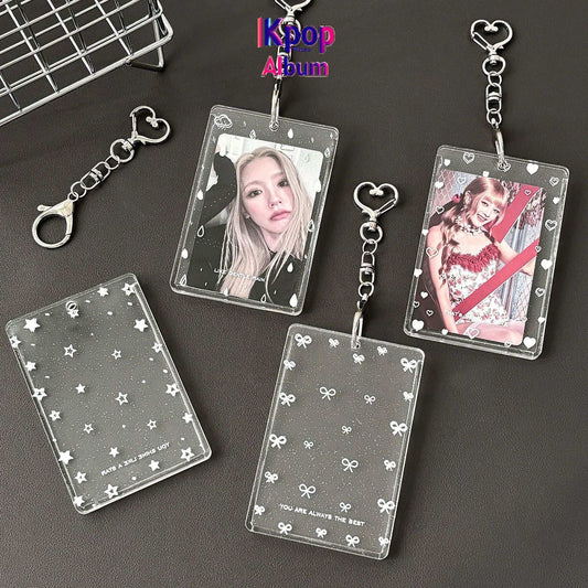 INS Minimalist Glitter Acrylic Card Holders - Transparent Sleeves for Small ID & Gift Cards