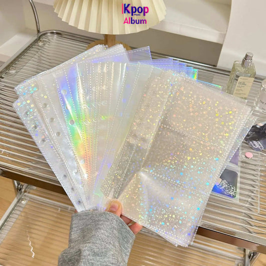 10pcs A6 Laser Binder Photocard Sleeves Kpop Idol Photo Album Binder