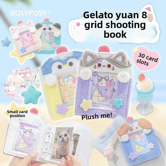 3inch Plush Binder Photocard Holder Kpop Idol Photo Albums with 15pcs Inner Pages Card Collect Book Album for Photographs