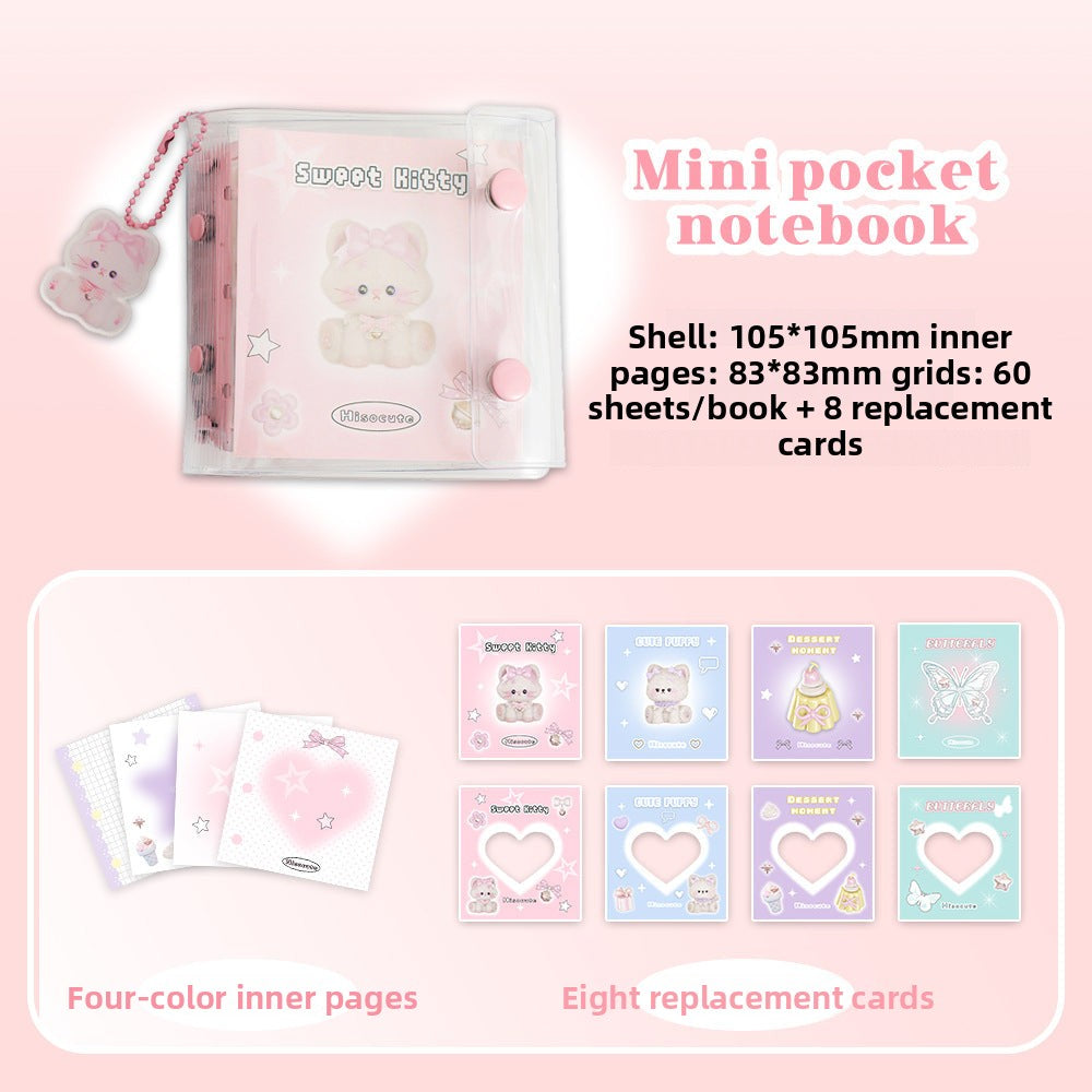 3 Ring Binder Mini Binder Loose-leaf Book +10 Inner Pages Photo Sleeves Small Binder