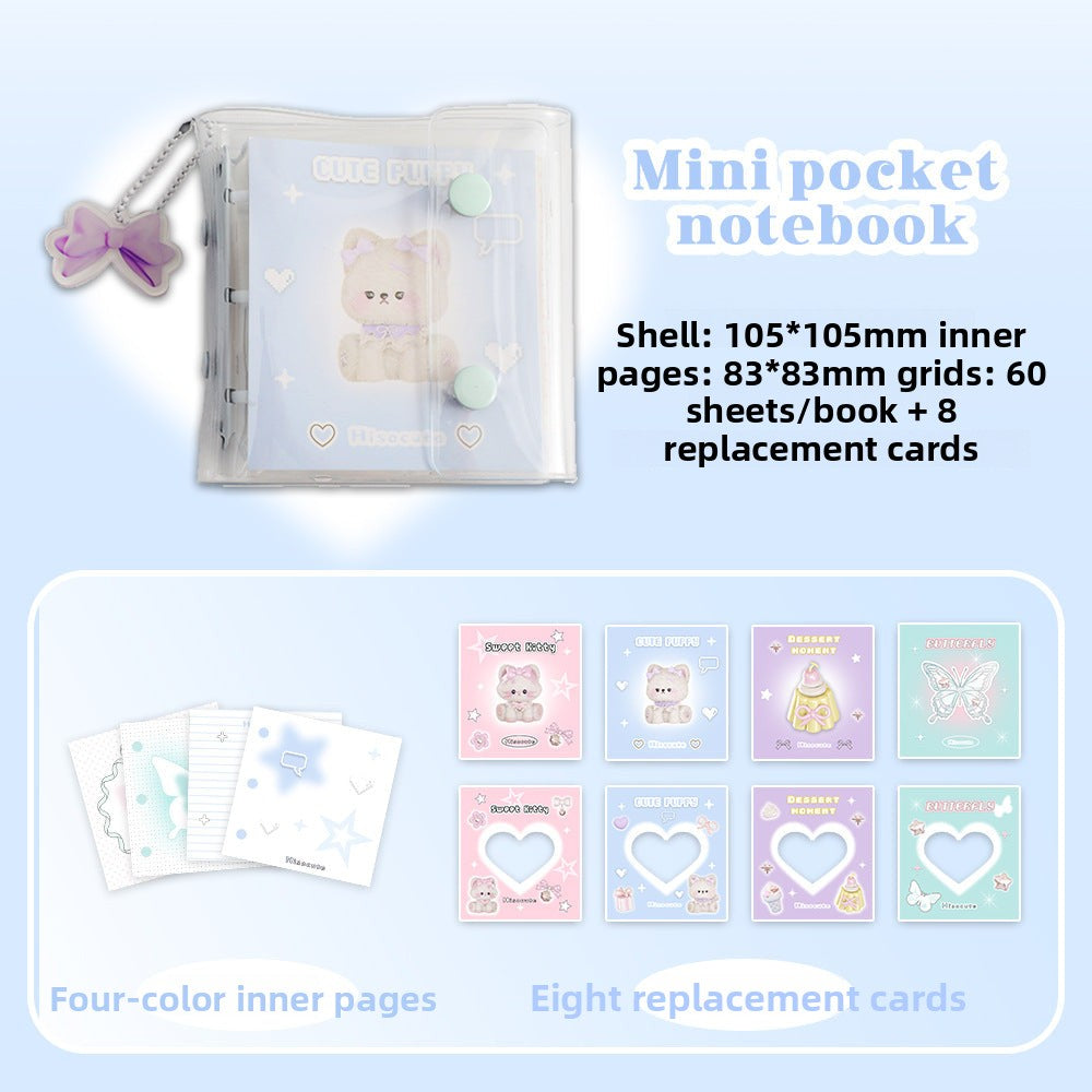 3 Ring Binder Mini Binder Loose-leaf Book +10 Inner Pages Photo Sleeves Small Binder