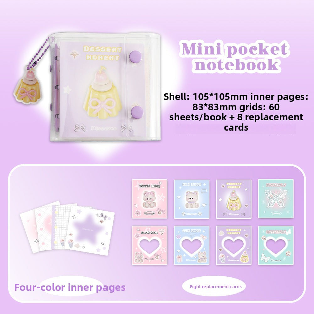 3 Ring Binder Mini Binder Loose-leaf Book +10 Inner Pages Photo Sleeves Small Binder